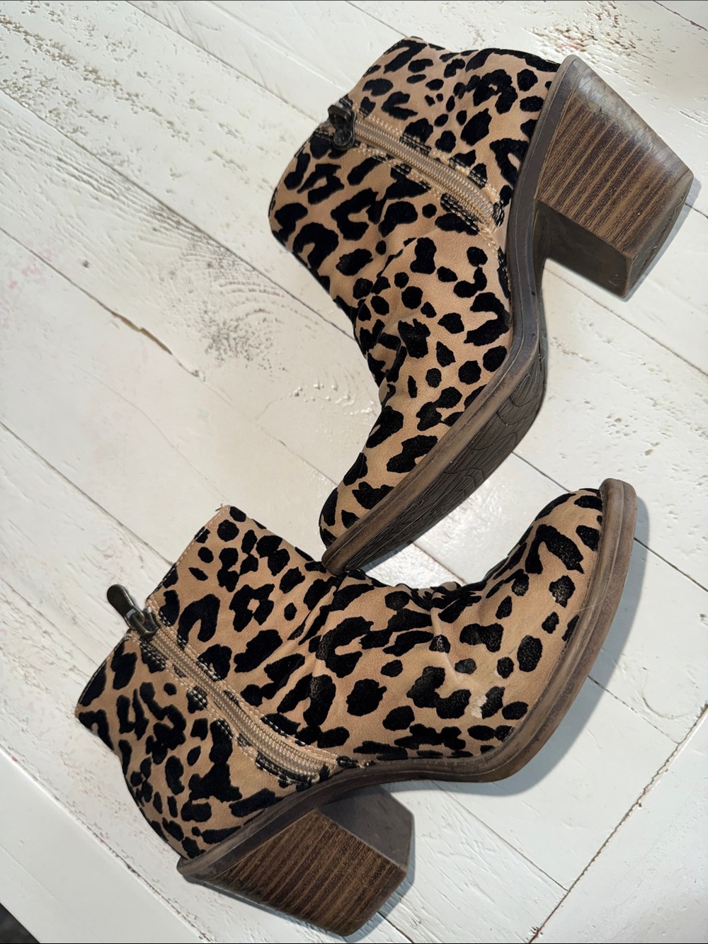 Blowfish Malibu lane Leopard Print Ankle Boots - Women size 6 EUC